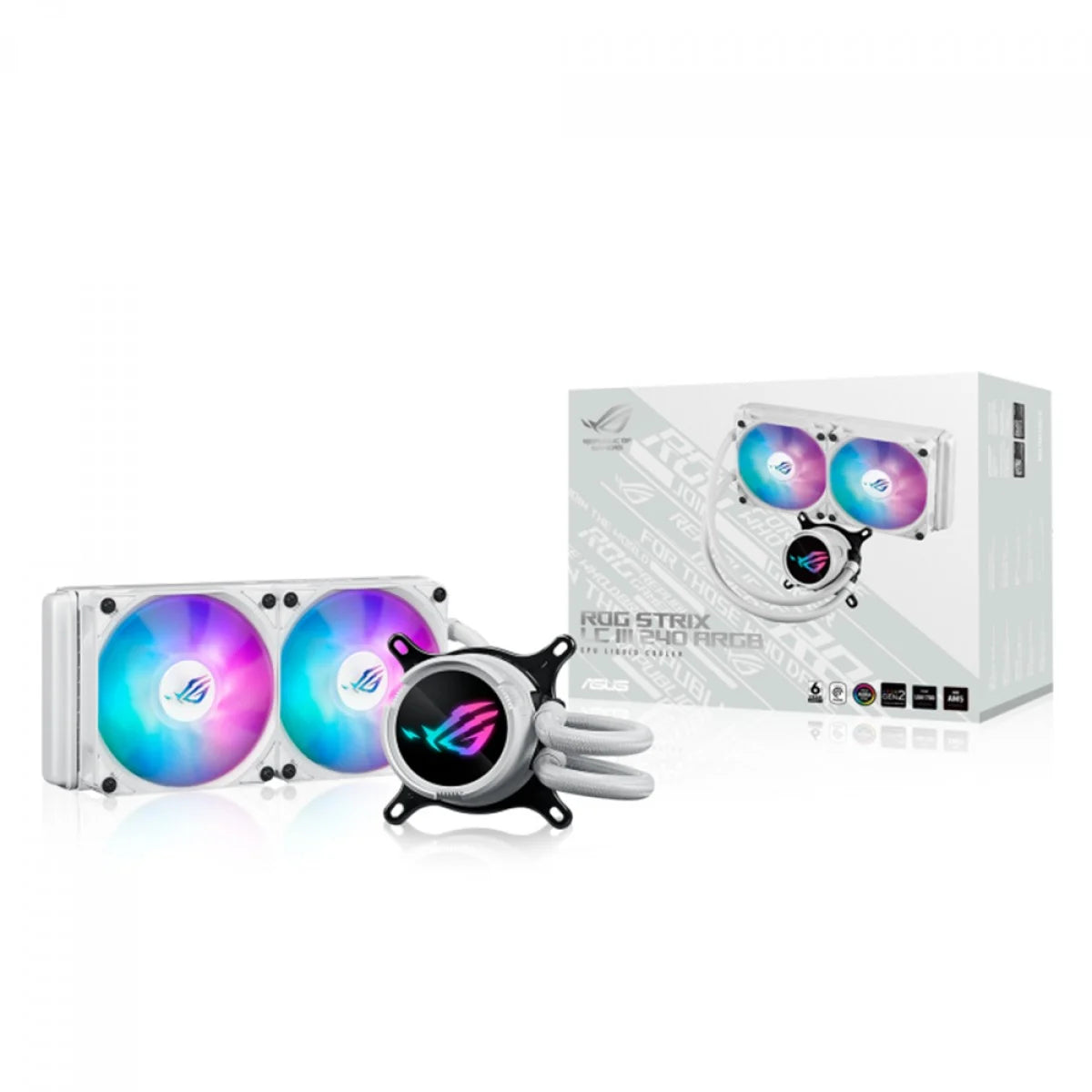 Water Cooler P/ Processador Asus Rog Strix Lc Iii 240mm Argb P/ Intel/Amd Branco - 90rc00s2-M0uay0